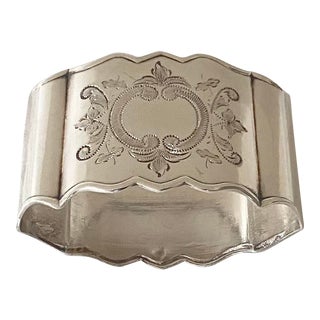 Mid 20th Century Ostfriesen Silver Plate Scalloped Ornate Napkin Ring Mint Condition For Sale