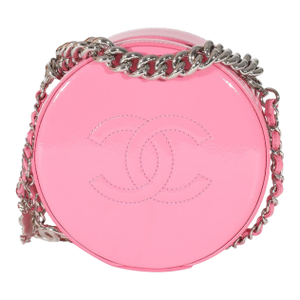 Pink Glazed Calfskin Round As Earth Bag