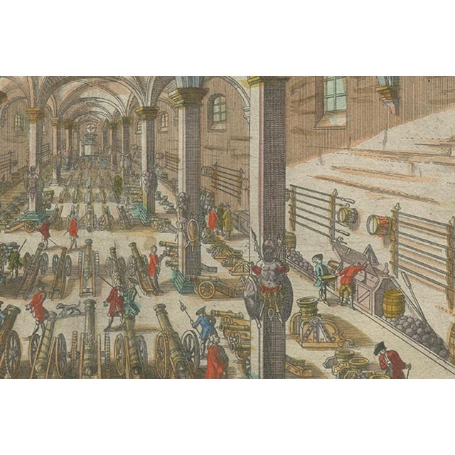 Perspective View of a Cannon Foundry – 18th-Century Hand-Colored Optical Print This vivid and highly detailed hand-colored...