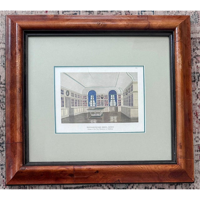 An antique architectural interior room scene print after an original watercolor bookplate sketch. TITLE PROFESSOR RICHARD...