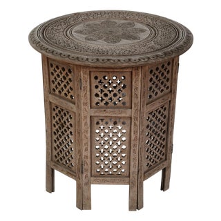 Hand-Carved Moroccan Accent Table For Sale
