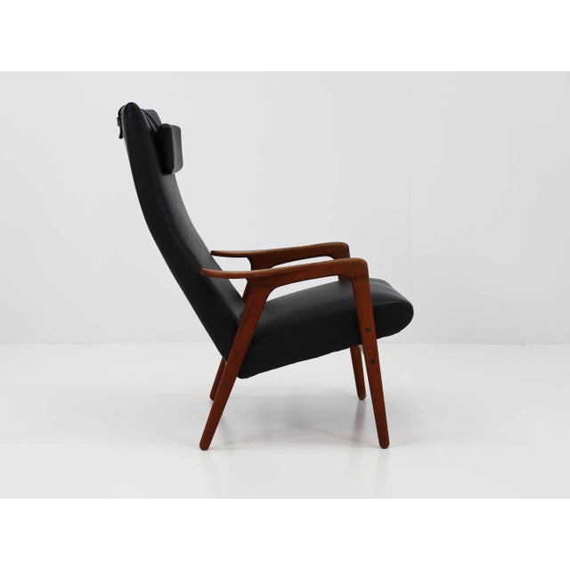 1950s Ruster Lounge Chair by Yngve Ekström in Black Leather, Sweden, 1956 For Sale - Image 5 of 13