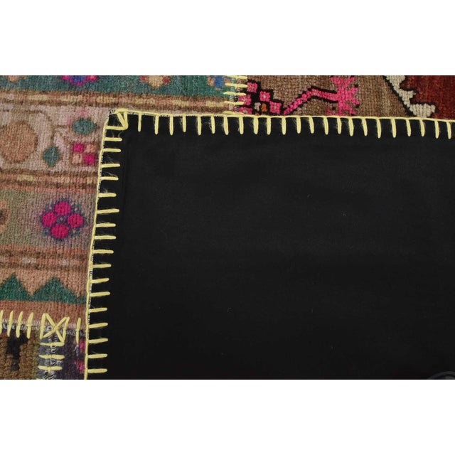 Patchwork Rug 4’1” X 5’11” Multicolor Wool Vintage Hand-Knotted Carpet For Sale - Image 14 of 14