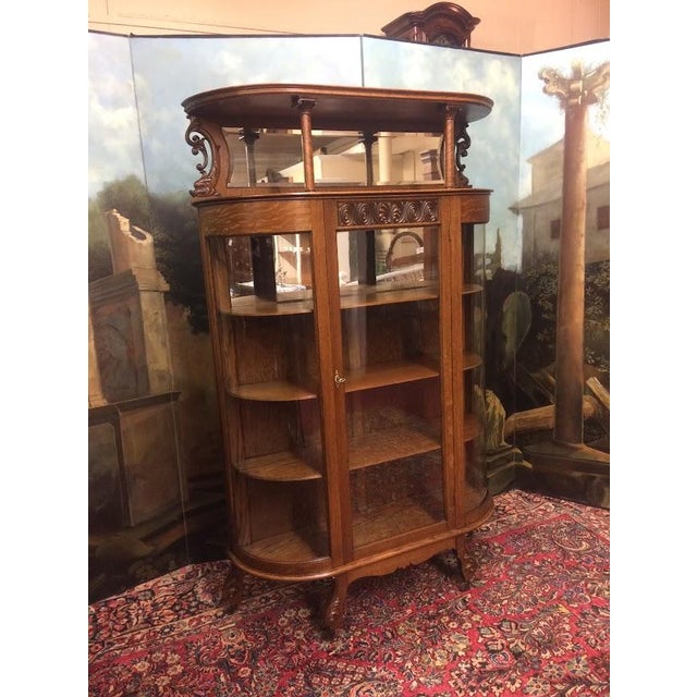 Antique Oak Bowfront China Cabinet, Bowfront Cabinet For Sale - Image 4 of 17