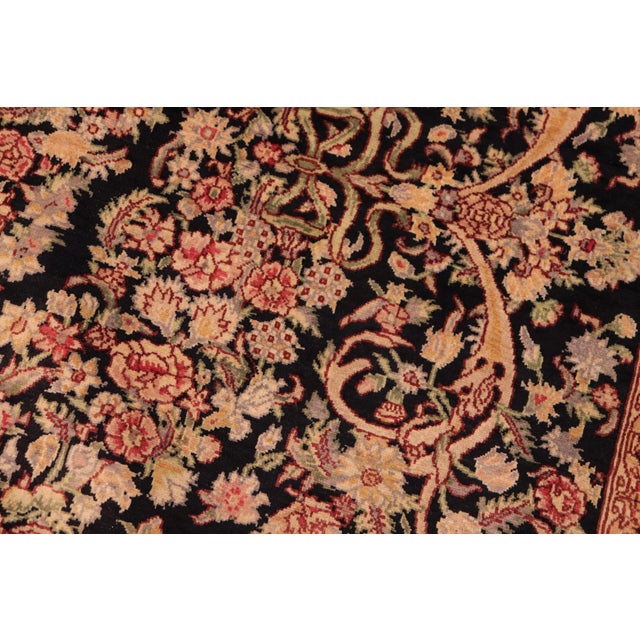 Shabby Chic Medallion 1990's Pak-Persian Black/Gold Wool Rug - 5'11'' X 9'1'' For Sale In New York - Image 6 of 9
