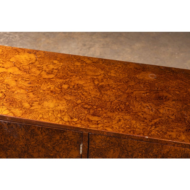 1930s Art Deco Burled Walnut Credenza With Brass Hardware For Sale - Image 16 of 18