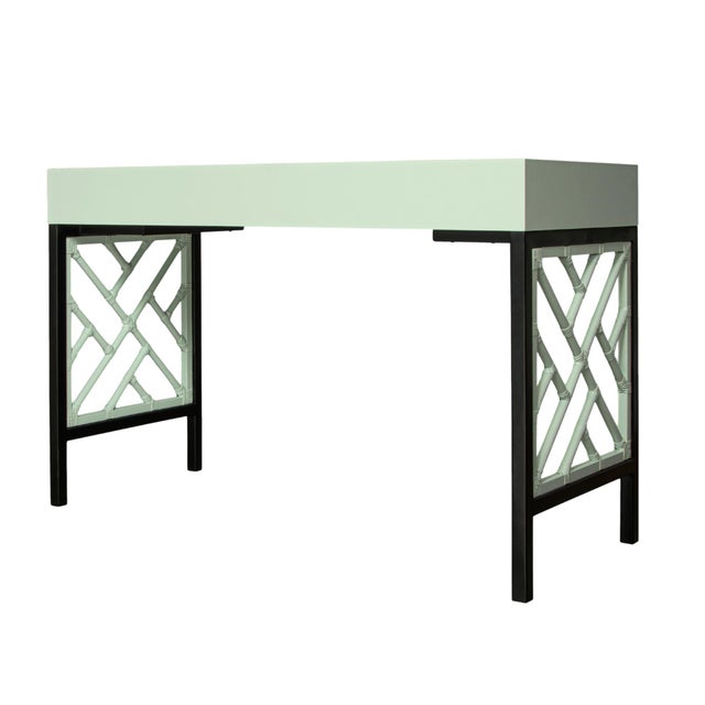 Chippendale Writing Desk - Celery Green For Sale In West Palm - Image 6 of 9