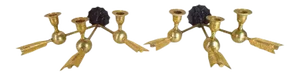 18th Century French Empire Gilt Bronze Lion Mask & Arrow Branche Wall Sconces - A Pair