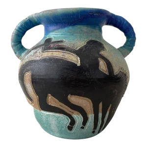 George Johnson Pottery, Urn With Handles. Animal Design.