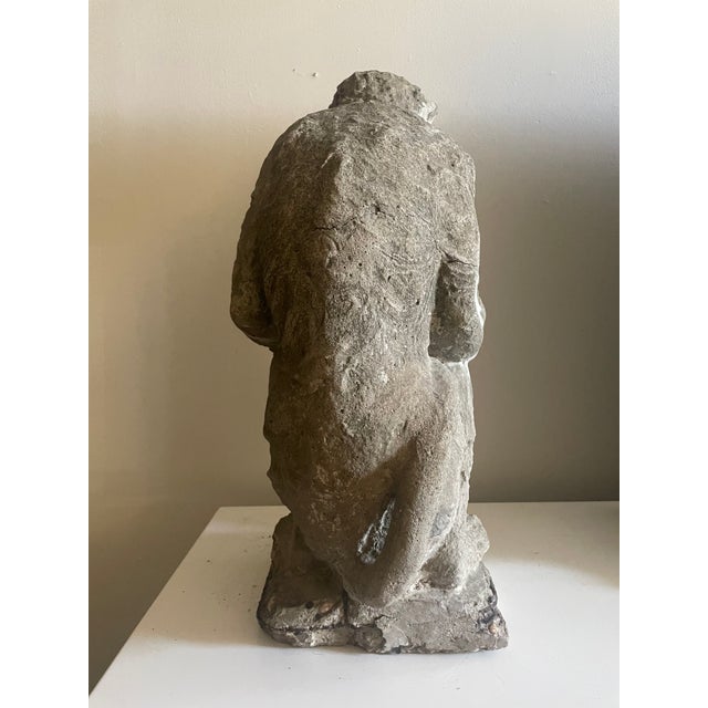 Mid 20th Century Pair of French Cast Stone Monkey Garden Statues, 23-Inch, Vintage For Sale - Image 5 of 12