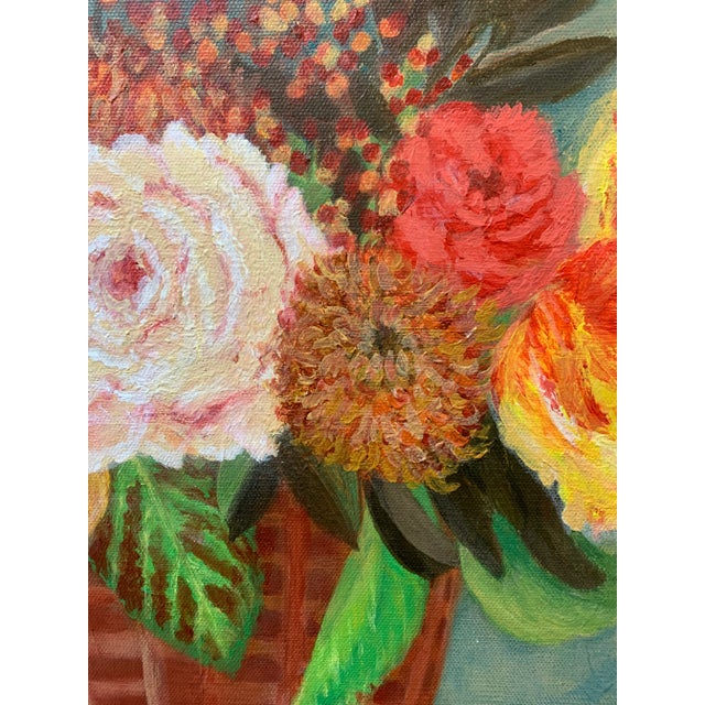 Rich, textured, Autumnal floral Still Life from an original design. Acrylic on canvas finished to edges.