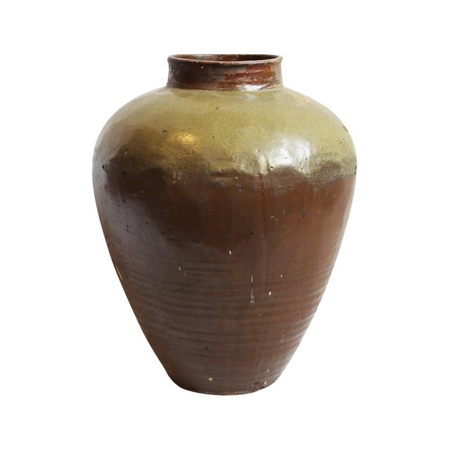 Vintage Hebei Rustic Asian Ceramic Urn For Sale