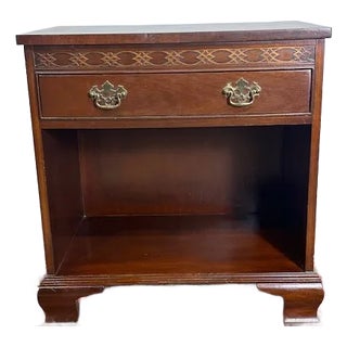 1960s Baker Mahogany Chippendale Style Open Night Stand For Sale