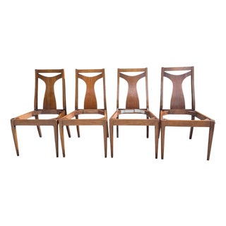 Vintage Mid-Century Walnut Dining Chairs for Restoration, Set of 4 For Sale