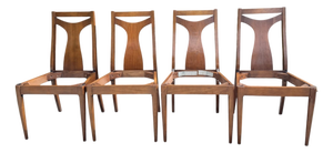 Vintage Mid-Century Walnut Dining Chairs for Restoration, Set of 4