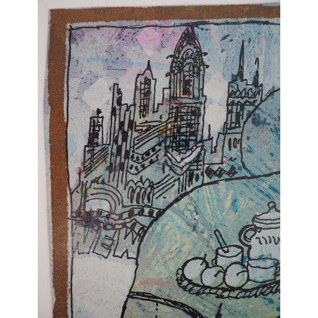 Theo Tobiasse, The Manhattan Couple, Original Lithograph For Sale - Image 6 of 9
