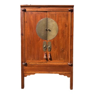 19th Century Antique Chinese Lacquered Ming Style Wedding Cabinet For Sale