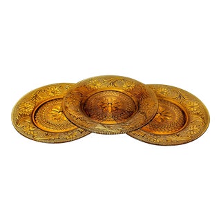 Mid-Century Modern Indiana Amber Glass Salad Plates- Set of 3 For Sale