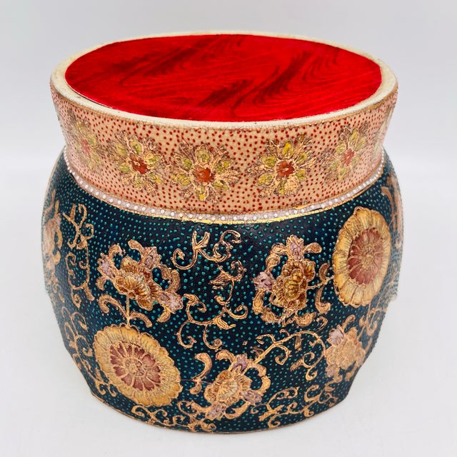 Vintage Chinoiserie Ceramic Satsuma Vase Stand, Ginger Jar Pedestal, Base, or Riser For Sale - Image 4 of 13