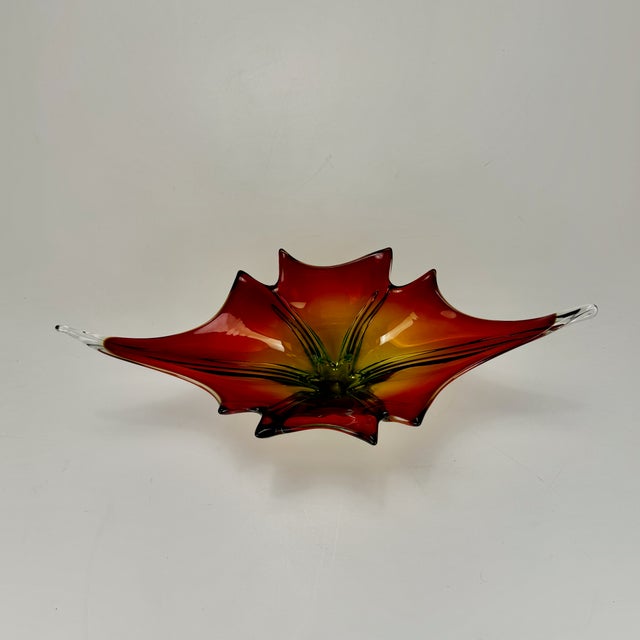 Glass Murano Glass Bowl in Red, Green, & Yellow, Italy, 1960s For Sale - Image 7 of 8