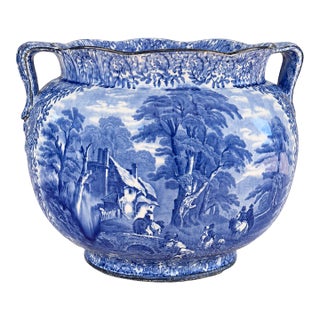 Early 20th Century Staffordshire Blue & White Vase For Sale