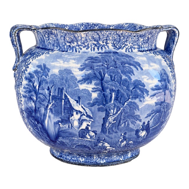 Early 20th Century Staffordshire Blue & White Vase For Sale