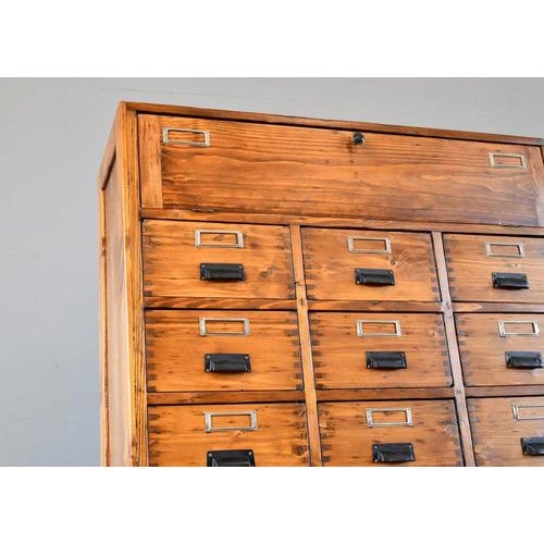 Bank of Pine Workshop Drawers, 1940s For Sale - Image 6 of 13