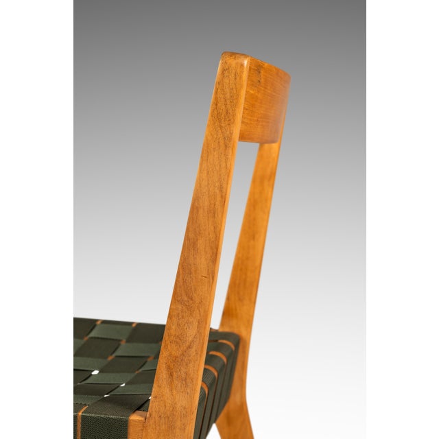 Mid-Century Modern Model 666 Side Chair in Birch & Green Strapping Attributed to Jens Risom for Knoll, Usa, Circa 1950s For Sale - Image 18 of 18