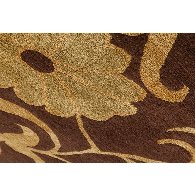 European Inspired Gold and Brown Handmade Wool Rug by Doris Leslie Blau For Sale - Image 4 of 9