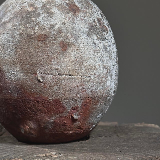 Ceramic Vintage Japanese Minimalist Wood Fired Clay Bud Vase/Jar For Sale - Image 7 of 8