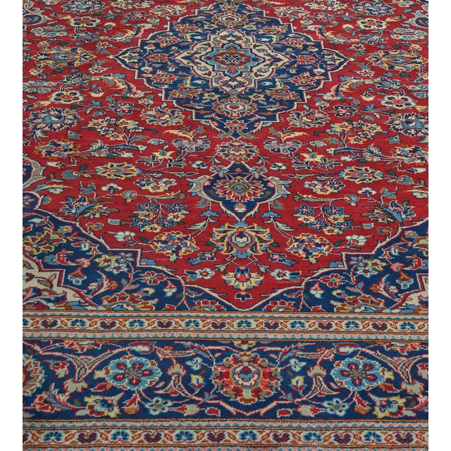 Textile Mansour Original Handmade Persian Kashan Rug For Sale - Image 7 of 12