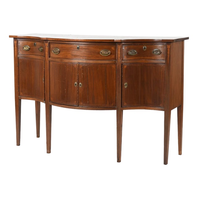 Late 19th Century Federal Revival Inlaid Mahogany Sideboard With Serpentine Front For Sale