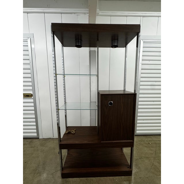 Mid-Century Modern Vintage Chrome and Veneer Etagere by Sunrise Design For Sale - Image 3 of 12