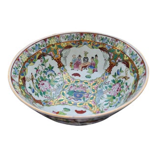 Big Rose Medallion Punch Bowl For Sale