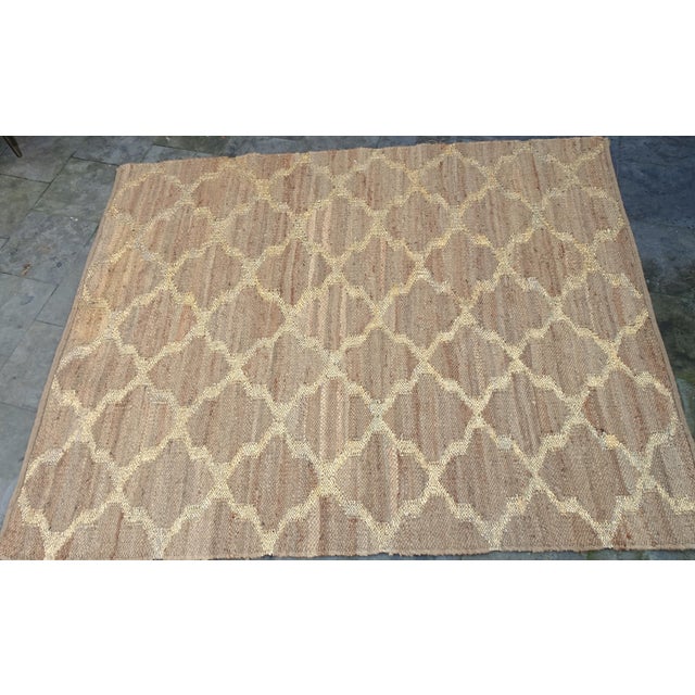 Mid-Century Modern Hand Knotted Jute and Gold Foiled Papercord Rug, 1980s For Sale - Image 3 of 15