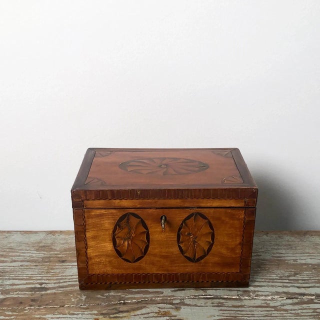 English Late 18th Century George III Mixed Woods Tea Caddy For Sale - Image 3 of 9