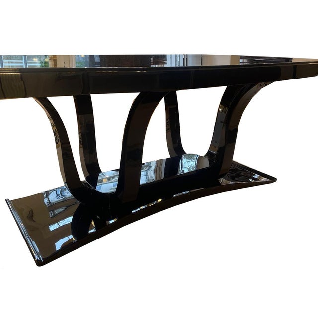 Art Deco Dining Table in Black Lacquer, 1930 For Sale - Image 3 of 13