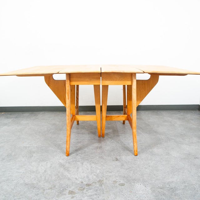 Mid Century Modern Dining Table Solid Maple Gate Leg Drop Heywood Wakefield Leaf For Sale - Image 11 of 12