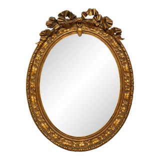 Antique Gilt Wood Bow and Ribbon Wall Mirror For Sale