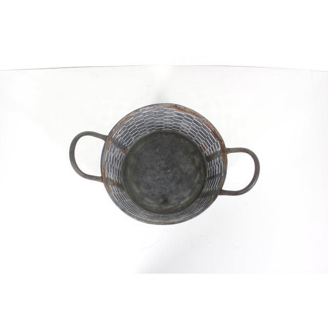 Silver Vintage Galvanized Olive Gathering Basket For Sale - Image 8 of 8