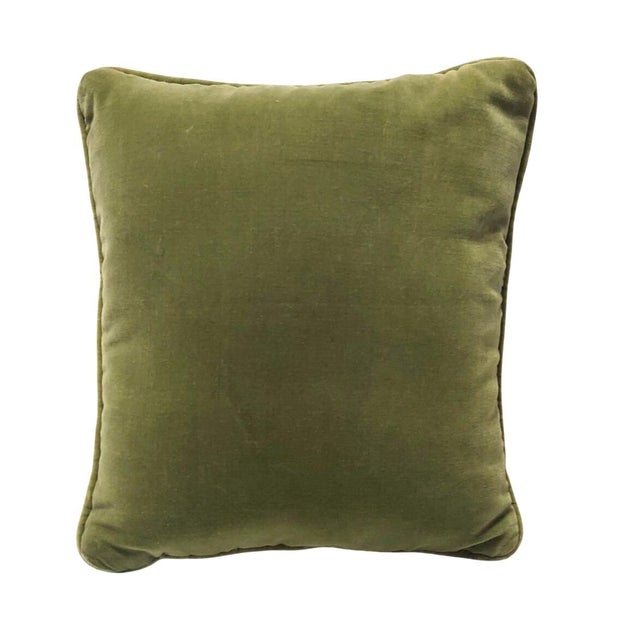 Victorian Vintage Handmade Needlepoint Pillow in Yellow with Victorian Green Jesters For Sale - Image 3 of 9