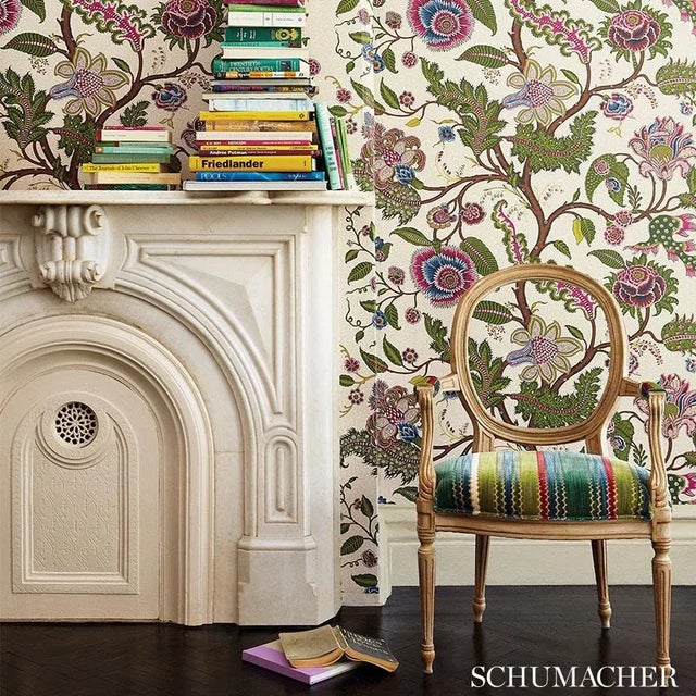 This traditional tree of life design derives from an antique French indienne print, reinterpreted to suit today's rooms....