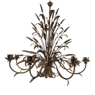 Florentine Art Brown and Gold Handmade Brushed Metal 8 Light Wrought Iron Chandelier from Simoeng, Italy For Sale