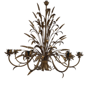 Florentine Art Brown and Gold Handmade Brushed Metal 8 Light Wrought Iron Chandelier from Simoeng, Italy