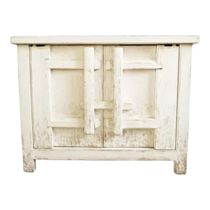 Vintage Aged White Village Side Cabinet