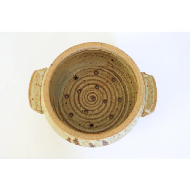 Vintage Lidded Pottery Colander For Sale - Image 4 of 7