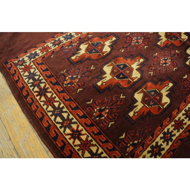 1871s Red Wine Geometric Antique Turkmen Tekke Chuval Rug 2'6" X 3'9" Handknotted Wool Carpet For Sale - Image 4 of 10