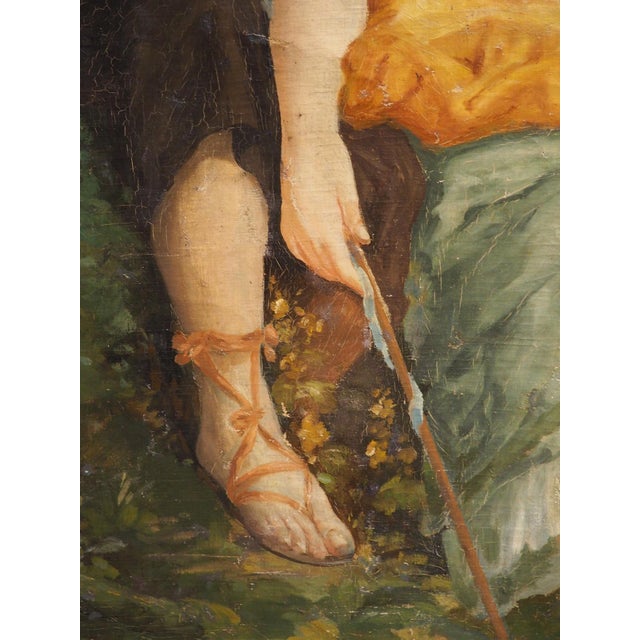 Green The Flute Lesson, Antique French Oil Painting After François Boucher Circa 1850 For Sale - Image 8 of 18