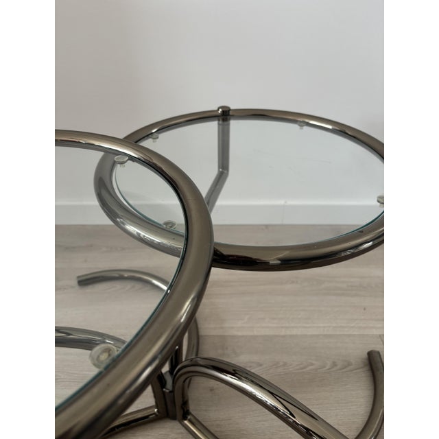 Silver Mid-Century Morex Swivel Coffee Table in Glass and Chrome-Plated Steel attributed to Milo Baughman, 1970s For Sale - Image 8 of 18