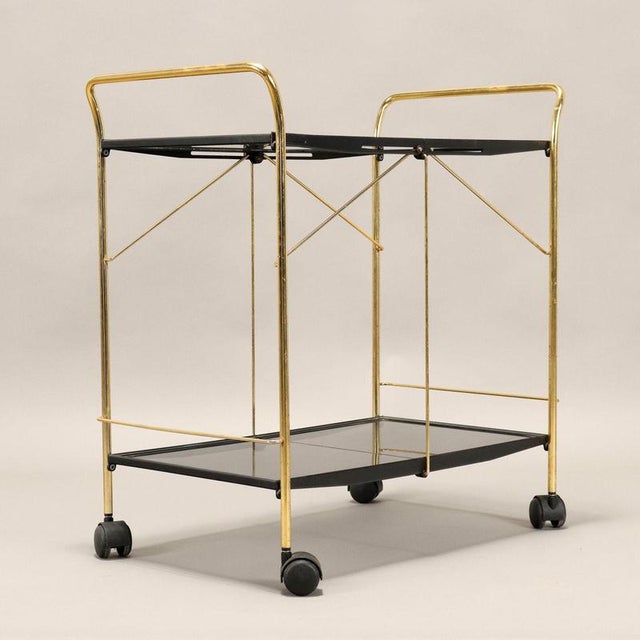 Metal Vintage Foldable Serving Cart in Metal, Italy, 1980s For Sale - Image 7 of 9
